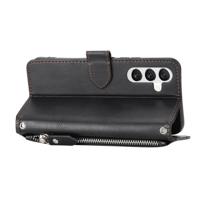 OEM - Samsung Galaxy A35 5G Fodral Äkta Läder Crossbody - Svart