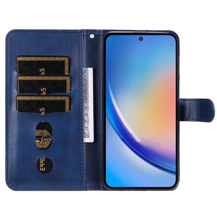 OEM - Samsung Galaxy A35 5G Fodral Äkta Läder Dragkedja - Blå