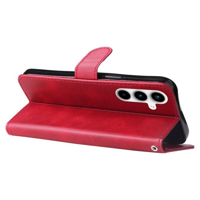 OEM - Samsung Galaxy A35 5G Fodral Äkta Läder Dragkedja - Röd