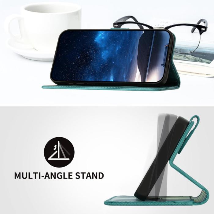 OEM - Samsung Galaxy A35 5G Fodral Äkta Läder Fjäril Blomma - Ljusblå