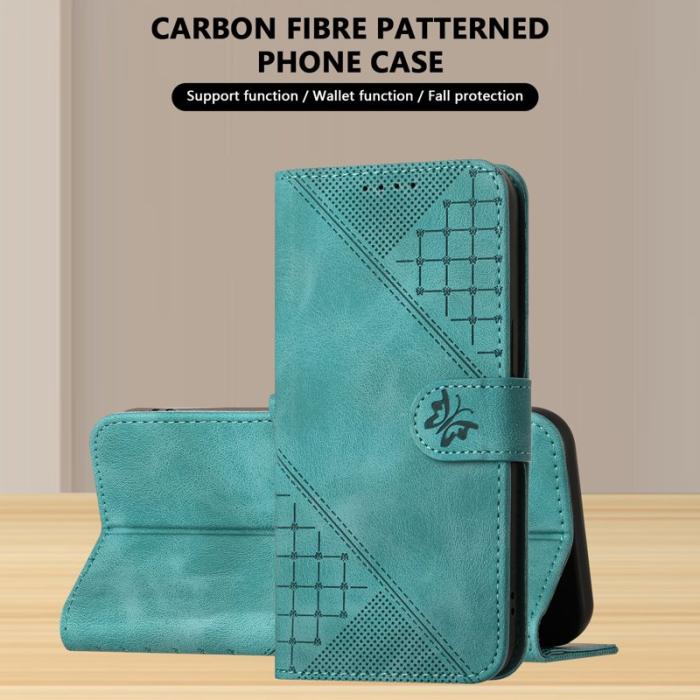 OEM - Samsung Galaxy A35 5G Fodral Äkta Läder Fjäril Blomma - Ljusblå