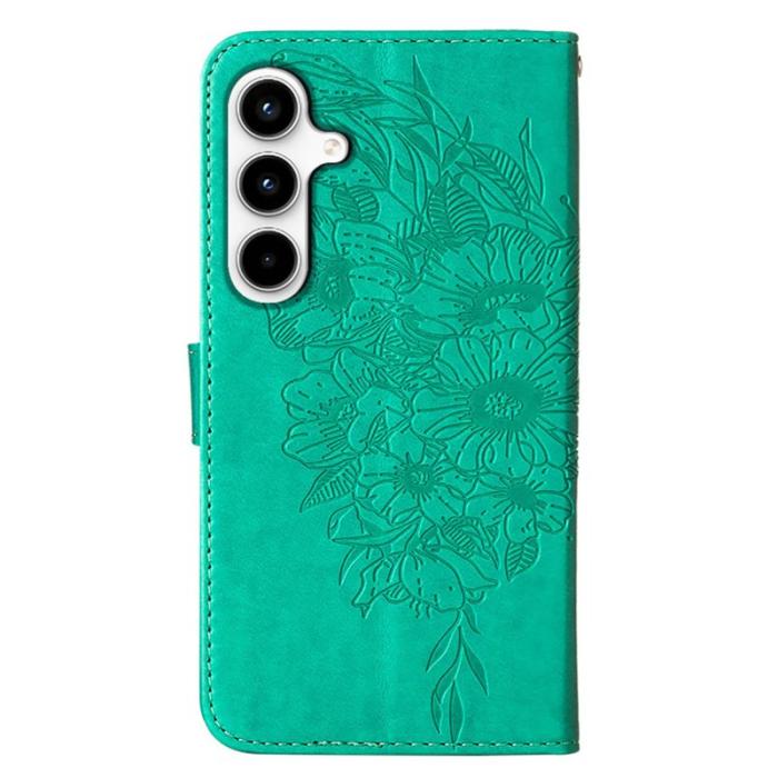 OEM - Samsung Galaxy A35 5G Fodral Äkta Läder Fjärilsprickar - Grön