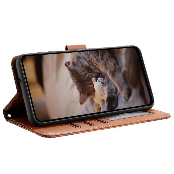 OEM - Samsung Galaxy A35 5G Fodral Äkta Läder Flip Cover med Rem - Brun