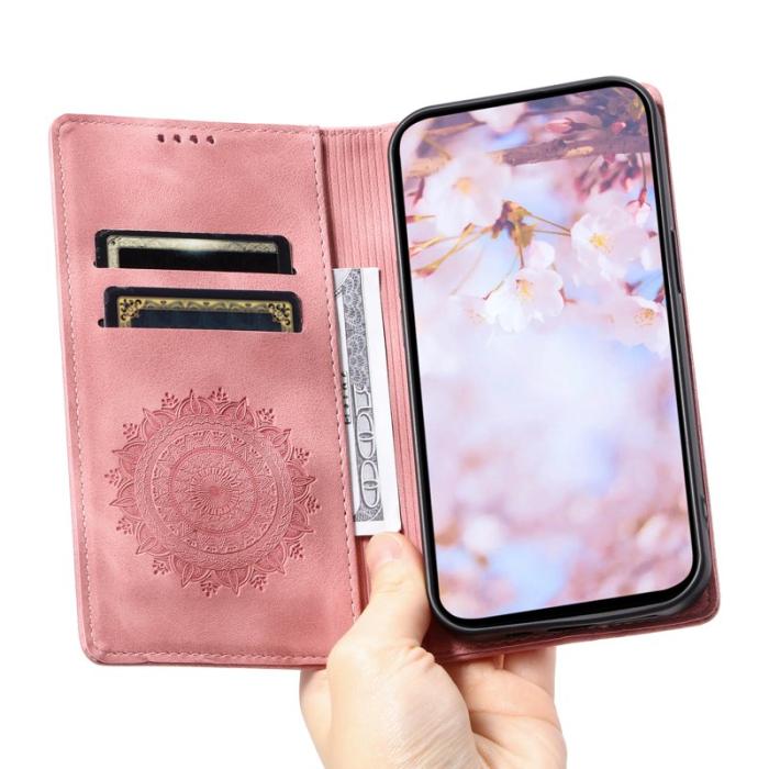OEM - Samsung Galaxy A35 5G Fodral Äkta Läder Flip Cover - Roséguld