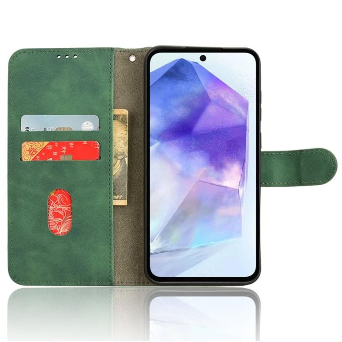 OEM - Samsung Galaxy A35 5G Fodral Äkta Läder Flip - Grön