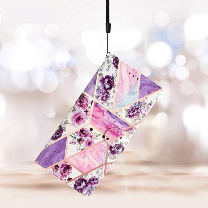 OEM - Samsung Galaxy A35 5G Fodral Äkta Läder Flip Magnetiskt - Lila Blommor