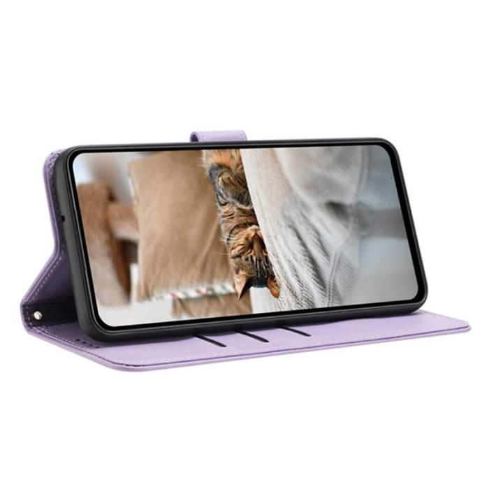 OEM - Samsung Galaxy A35 5G Fodral Äkta Läder Katttryck - Lila