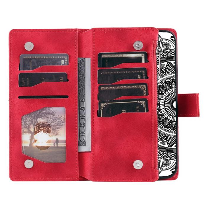 OEM - Samsung Galaxy A35 5G Fodral Äkta Läder Kortfack - Röd