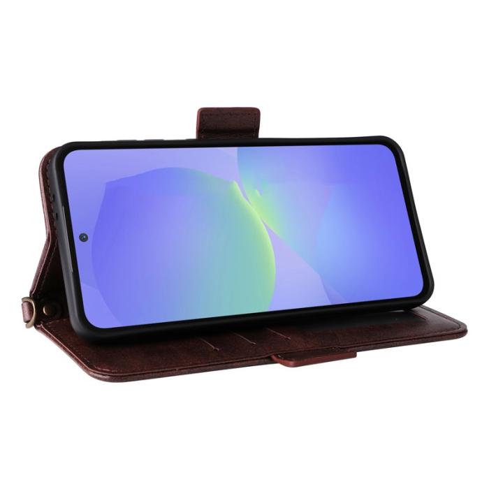 OEM - Samsung Galaxy A35 5G Fodral Äkta Läder Magnetisk Stängning - Brun