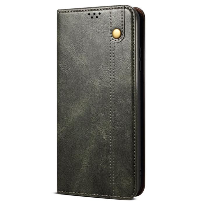 OEM - Samsung Galaxy A35 5G Fodral Äkta Läder Magnetisk Stängning - Grön