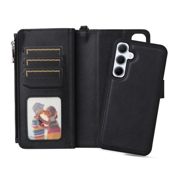 OEM - Samsung Galaxy A35 5G Fodral Äkta Läder Magnetiskt - Svart