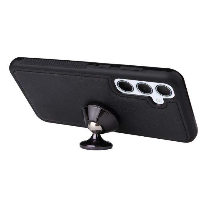 OEM - Samsung Galaxy A35 5G Fodral Äkta Läder Magnetiskt - Svart