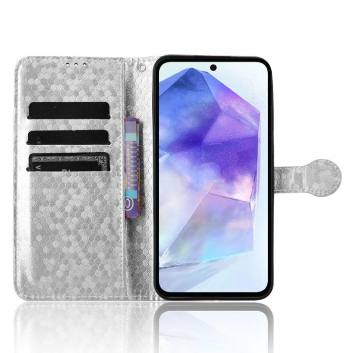 OEM - Samsung Galaxy A35 5G Fodral Äkta Läder Magnetlås - Silver