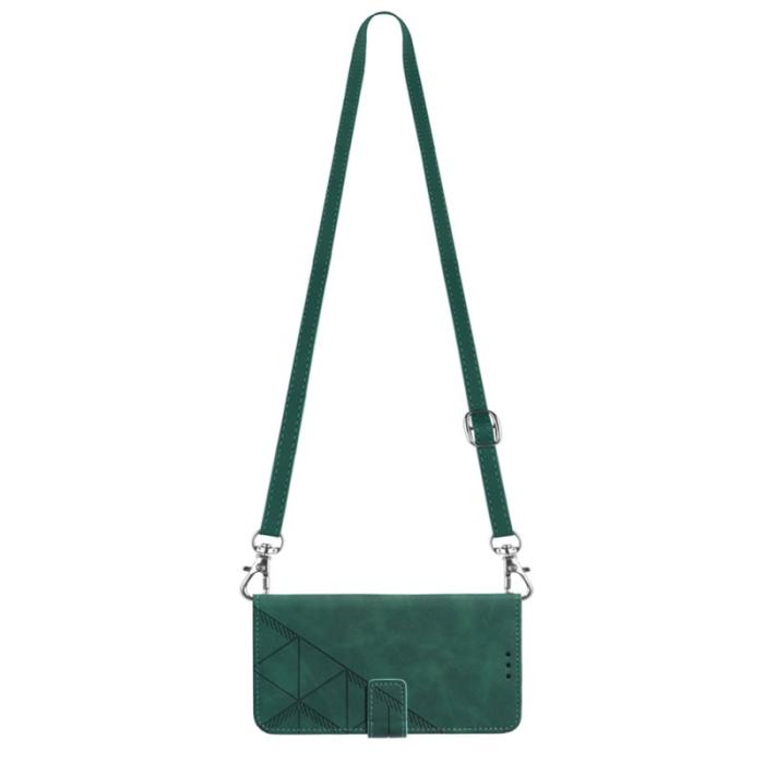 OEM - Samsung Galaxy A35 5G Fodral Äkta Läder Med Axelrem - Svartgrön