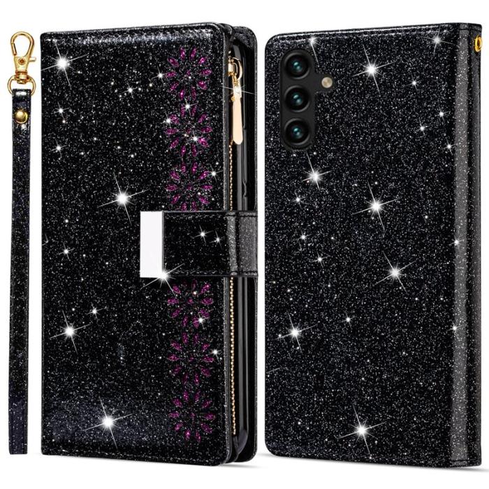 OEM - Samsung Galaxy A35 5G Fodral Äkta Läder Med Dragkedja - Svart