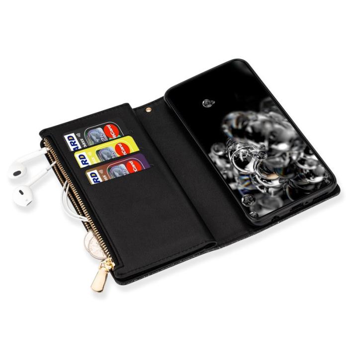 OEM - Samsung Galaxy A35 5G Fodral Äkta Läder Med Dragkedja - Svart