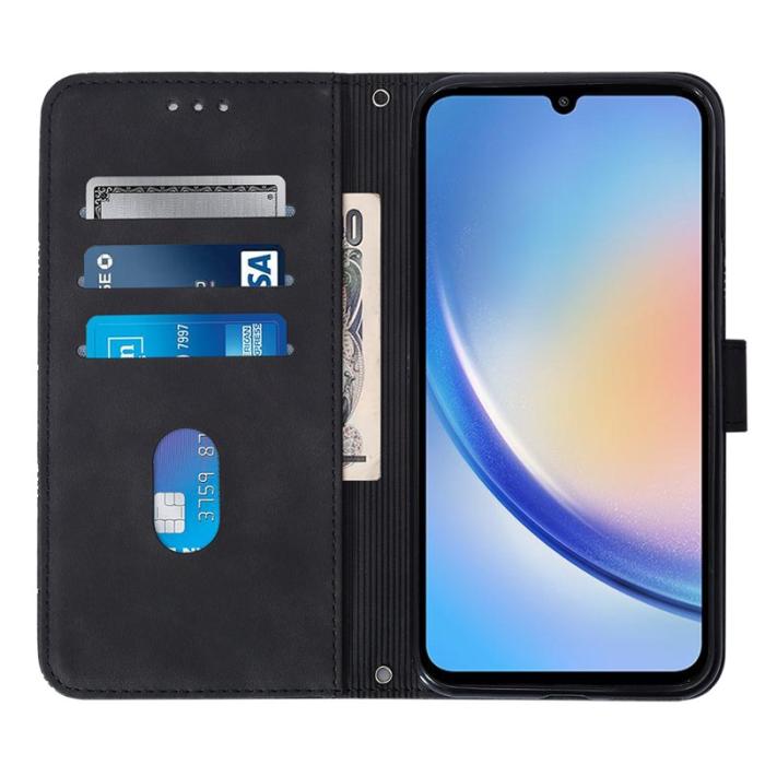 OEM - Samsung Galaxy A35 5G Fodral Äkta Läder Med Handrem - Svart