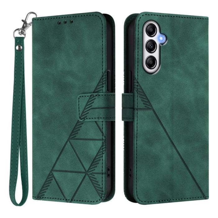 OEM - Samsung Galaxy A35 5G Fodral Äkta Läder Med Handrem - Svartgrön