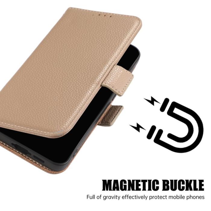 OEM - Samsung Galaxy A35 5G Fodral Äkta Läder Med Kortfack - Khaki