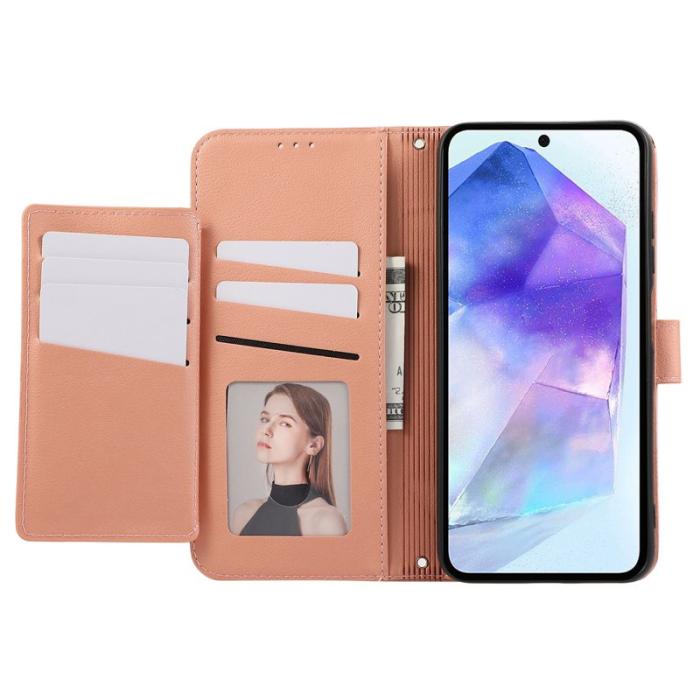 OEM - Samsung Galaxy A35 5G Fodral Äkta Läder Med Kortfack - Rosa