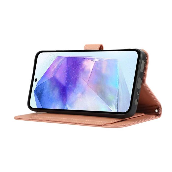 OEM - Samsung Galaxy A35 5G Fodral Äkta Läder Med Kortfack - Rosa