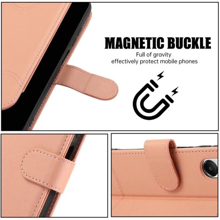 OEM - Samsung Galaxy A35 5G Fodral Äkta Läder Med Kortfack - Rosa