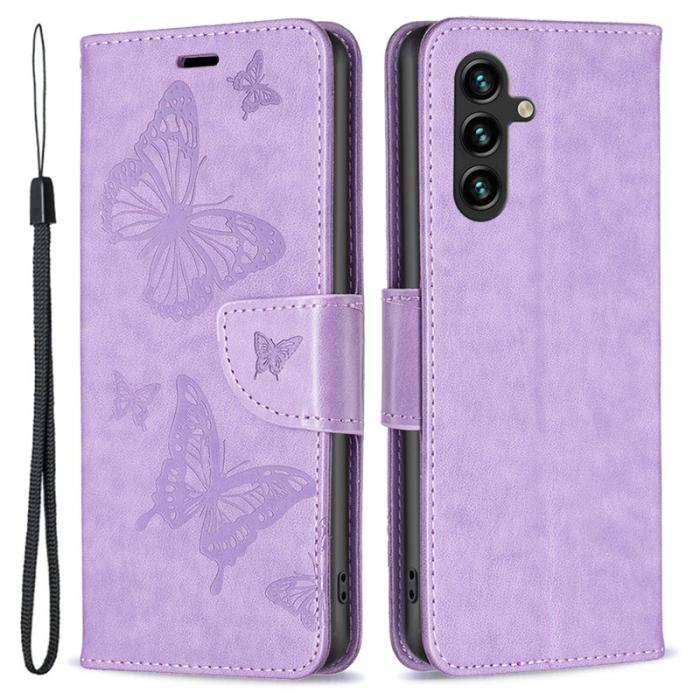 OEM - Samsung Galaxy A35 5G Fodral Äkta Läder Med Ställ - Lila