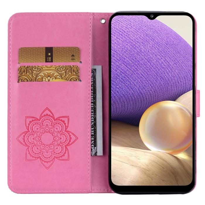 OEM - Samsung Galaxy A35 5G Fodral Äkta Läder Med Uggla - Rosa