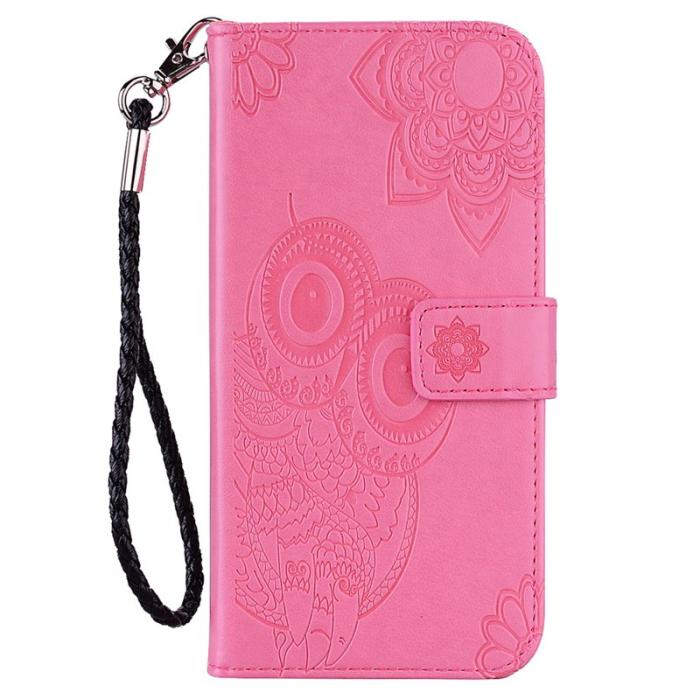 OEM - Samsung Galaxy A35 5G Fodral Äkta Läder Med Uggla - Rosa