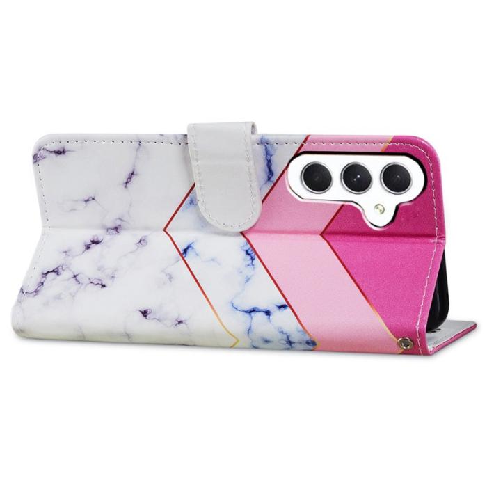 OEM - Samsung Galaxy A35 5G Fodral Äkta Läder Mönstertryck - Rök Marmor