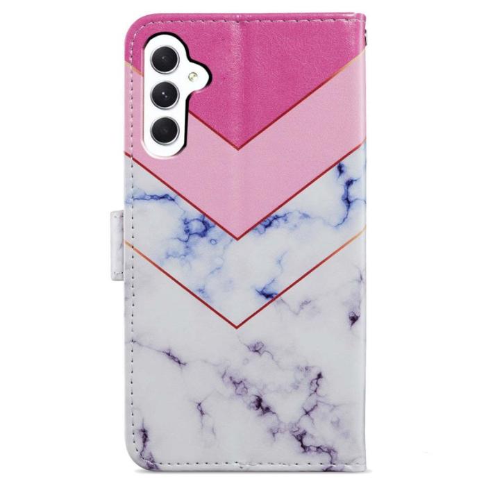 OEM - Samsung Galaxy A35 5G Fodral Äkta Läder Mönstertryck - Rök Marmor