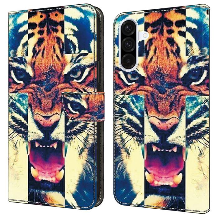 OEM - Samsung Galaxy A35 5G Fodral Äkta Läder Mönstertryck - Tiger