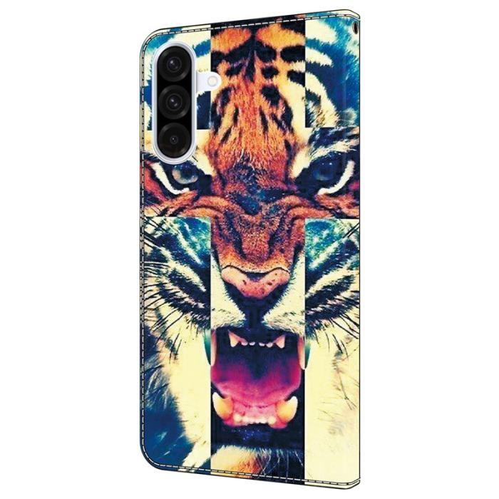 OEM - Samsung Galaxy A35 5G Fodral Äkta Läder Mönstertryck - Tiger