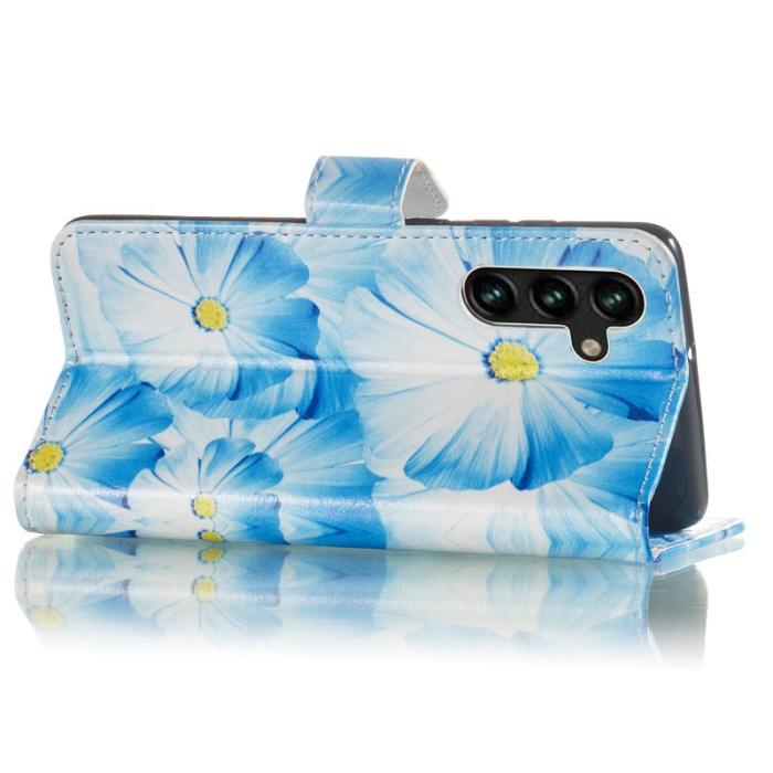 OEM - Samsung Galaxy A35 5G Fodral Äkta Läder Mönstertryckt - Orchid