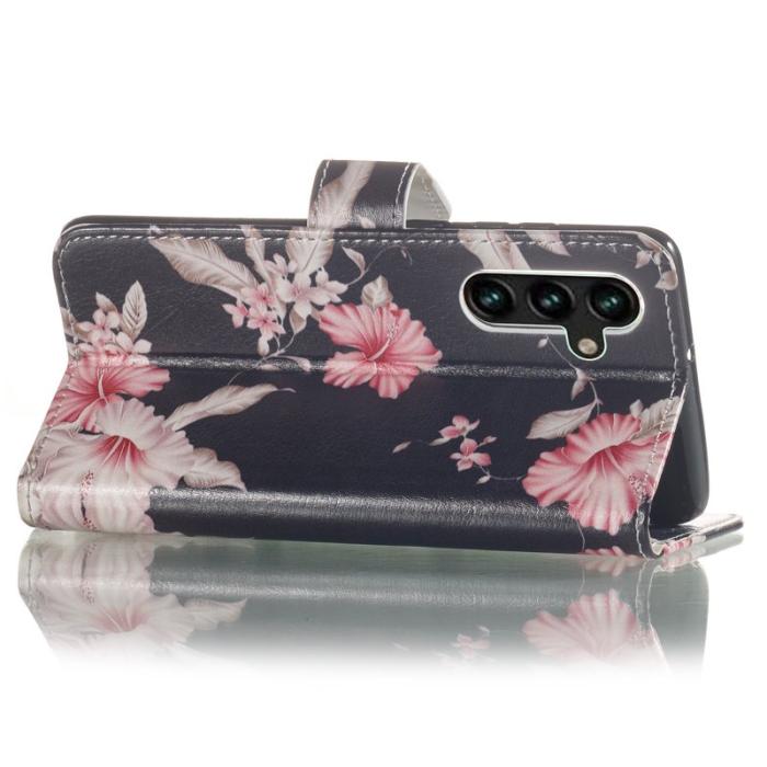 OEM - Samsung Galaxy A35 5G Fodral Äkta Läder Mönstertryckt - Rhododendron