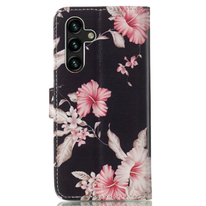 OEM - Samsung Galaxy A35 5G Fodral Äkta Läder Mönstertryckt - Rhododendron