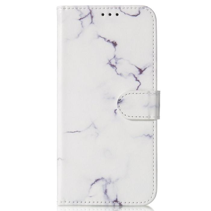 OEM - Samsung Galaxy A35 5G Fodral Äkta Läder Mönstertryckt - Vit Marmor