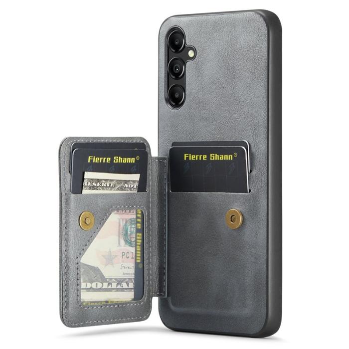 OEM - Samsung Galaxy A35 5G Fodral Äkta Läder + Plast Skydd - Grå