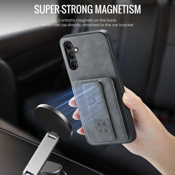 OEM - Samsung Galaxy A35 5G Fodral Äkta Läder + Plast Skydd - Grå