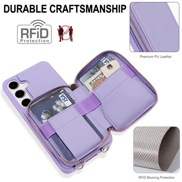 OEM - Samsung Galaxy A35 5G Fodral Äkta Läder RFID Skydd - Ljus Lila