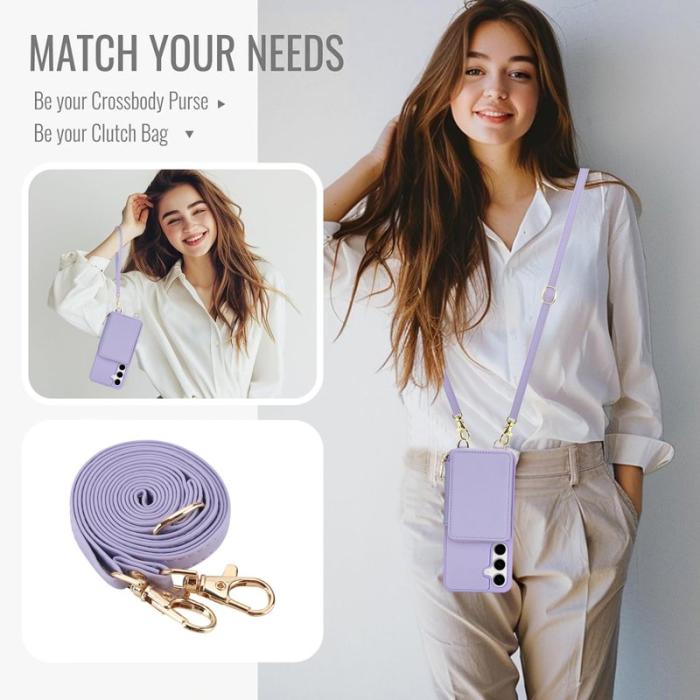 OEM - Samsung Galaxy A35 5G Fodral Äkta Läder RFID Skydd - Ljus Lila