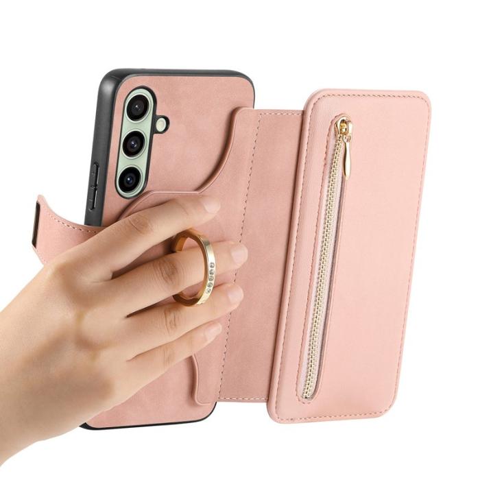 OEM - Samsung Galaxy A35 5G Fodral Äkta Läder RFID Skydd - Rosa