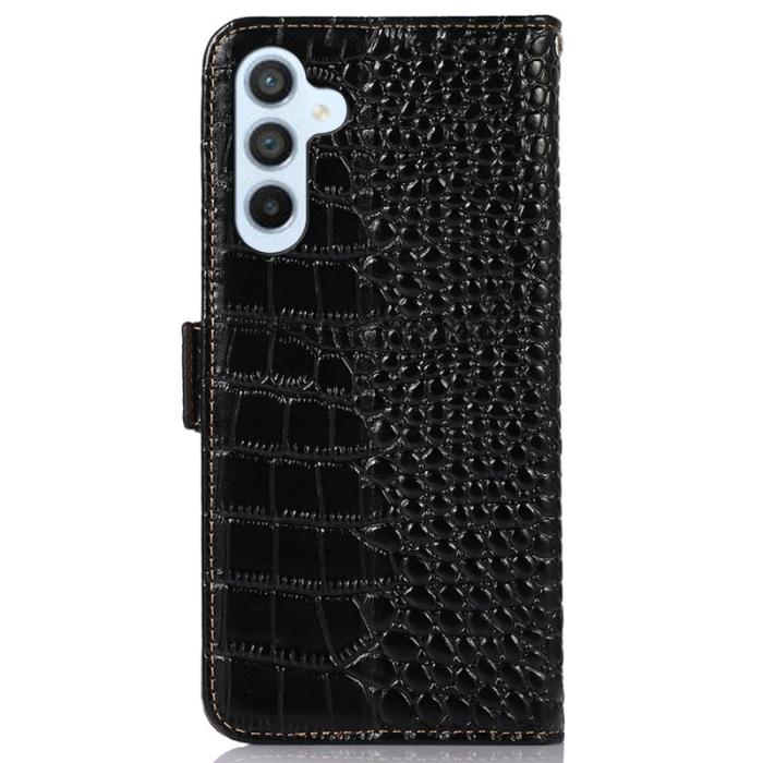 OEM - Samsung Galaxy A35 5G Fodral Äkta Läder RFID Skydd - Svart