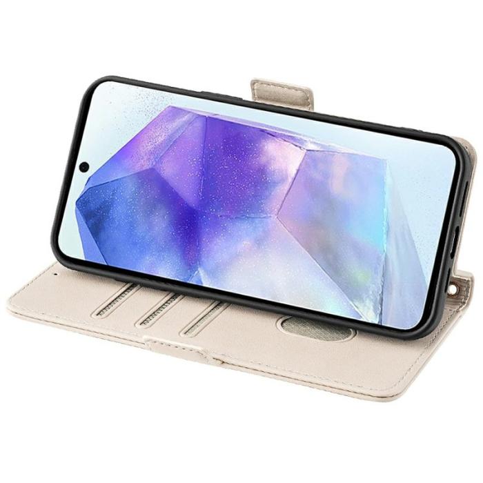 OEM - Samsung Galaxy A35 5G Fodral Äkta Läder RFID Skydd - Vit