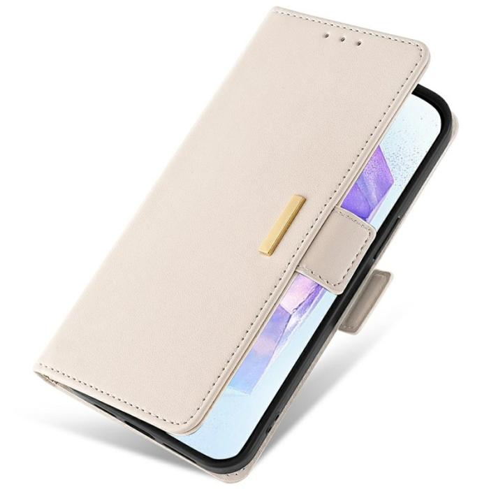 OEM - Samsung Galaxy A35 5G Fodral Äkta Läder RFID Skydd - Vit