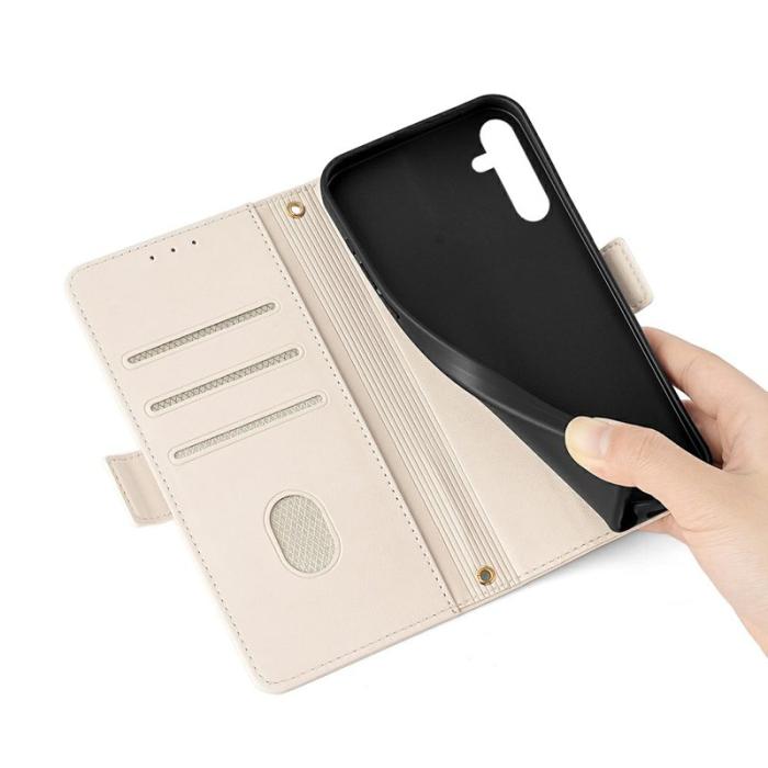 OEM - Samsung Galaxy A35 5G Fodral Äkta Läder RFID Skydd - Vit