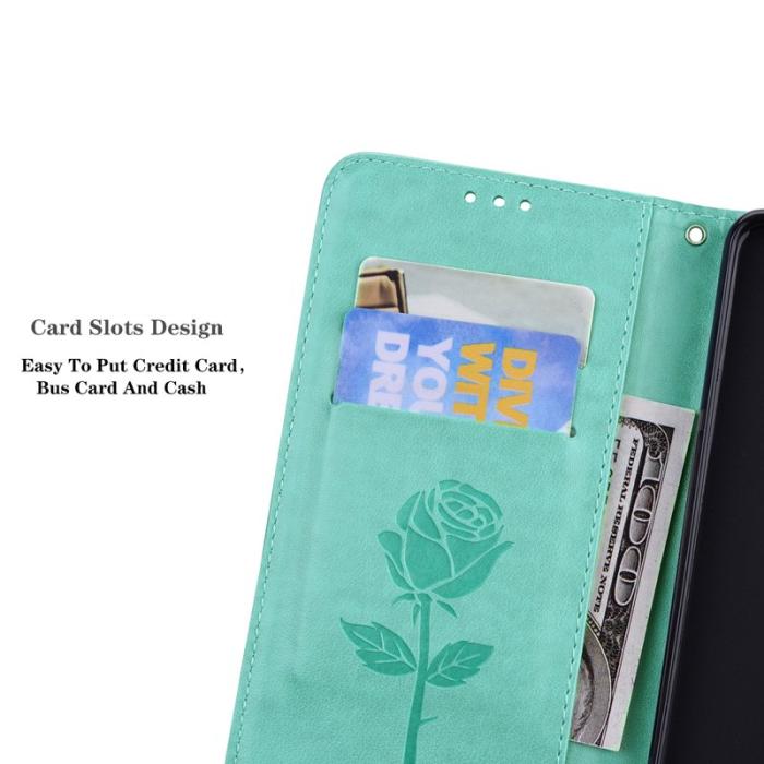 OEM - Samsung Galaxy A35 5G Fodral Äkta Läder Rosmönster - Grön