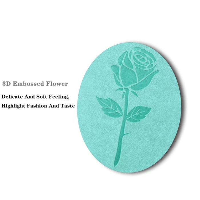 OEM - Samsung Galaxy A35 5G Fodral Äkta Läder Rosmönster - Grön