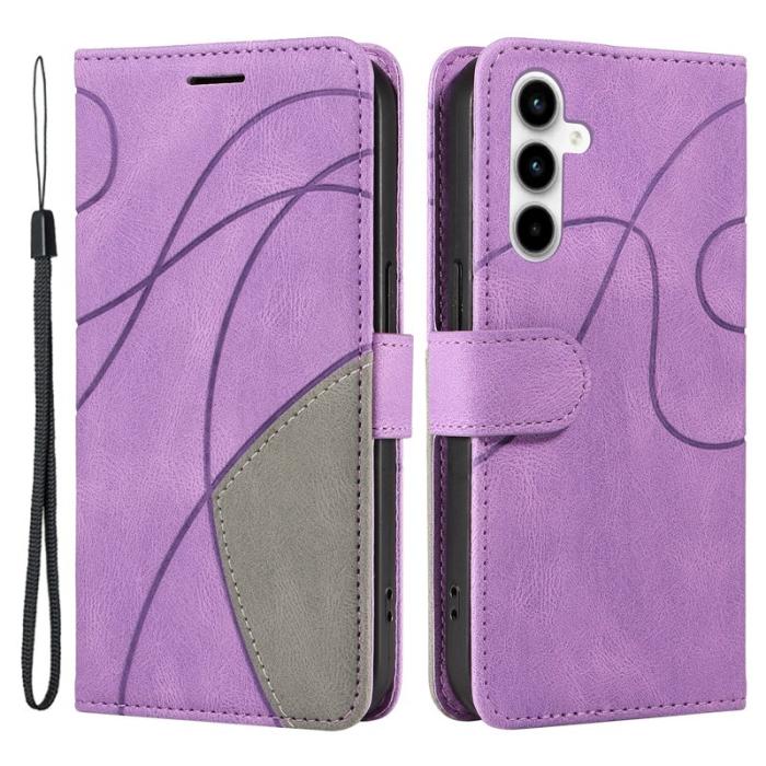 OEM - Samsung Galaxy A35 5G Fodral Äkta Läder Ställ - Ljus Lila