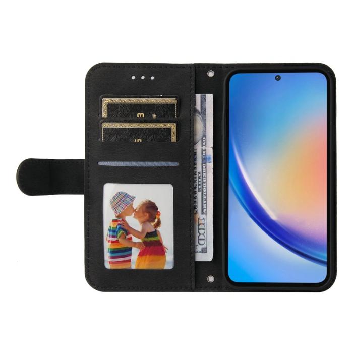 OEM - Samsung Galaxy A35 5G Fodral Äkta Läder Ställ med Rem - Svart